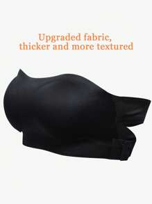 女士无缝无肩带胸罩 加垫罩杯 抹胸 侧扣 抹胸 交叉露背 休闲舒适胸罩 简约透明无线黑色无痕基础款黑色内衣胸罩可调节文胸 - 黑色 - 查看 5