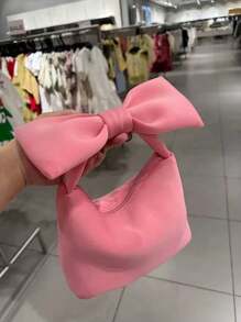 Bow Handbag, Pink Cloud Bag For Girls, New Space Cotton Cute Mini Hand-Held Bell Bag