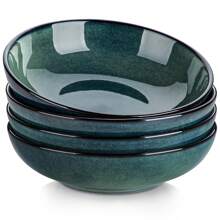 vancasso 4 Pieces Of Bowl, Paste Bowl Set, Porcelain Bowl Set, Green Set, 38oz, 1140ml - 綠色 - 查看 2