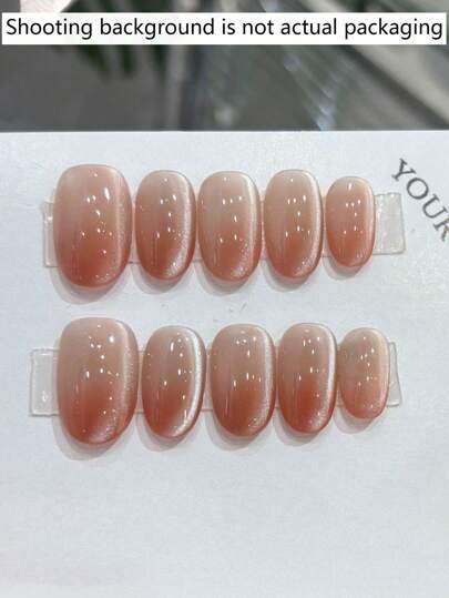 10 peças de patch de unha artesanal com degradê francês simples para uso diário, estilo olho de gato, para unhas postiças, suprimentos para unhas