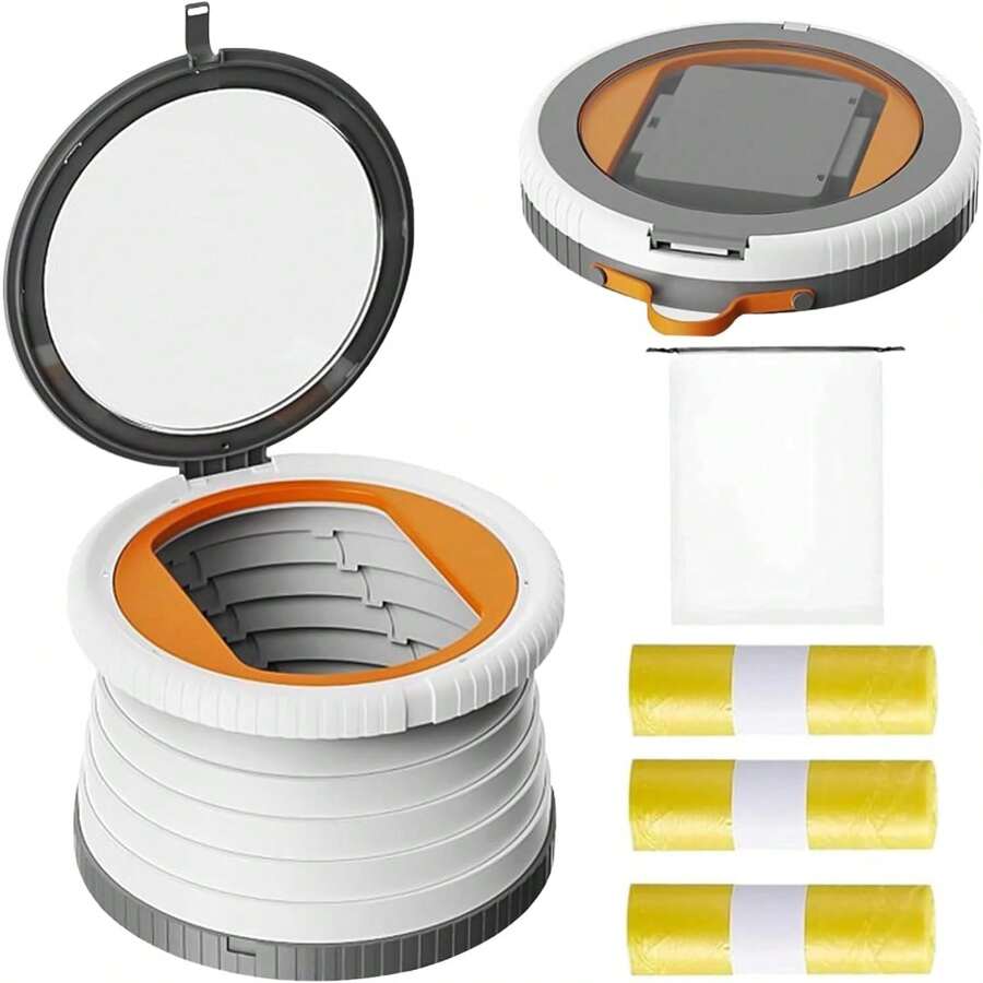 Toilet Seat,Foldable Potty,Folding Toilet,Outdoor Toilet Seat,Travel Potty,Portable Travel Potty, Foldable Portable Toilet With Lid, Boating Travel Toilet, Portable Toilet Efficient Hygienic Outdoor Folding Toilet For Camping Travel, Portable Travel Floding Toilet - White - View 1