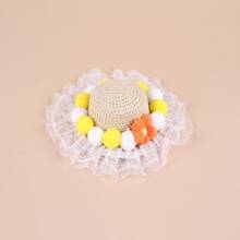 Dog Sun Hat Outdoor Pet Lace Lolita Princess Hat Lace Bow Straw Hat Costume For Poodle Cats - Beige - View 10