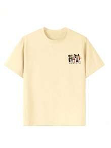 Tween 女童休闲趣味印花圆领短袖 T 恤，夏季上衣 - 杏色 - 查看 2