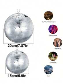 1 件银色镜面迪斯科球装饰挂镜球，时尚有趣，适合大型派对装饰 - 适用于 DJ 俱乐部、派对、婚礼、家居装饰和现场舞台，带挂环，易于安装 - 彩色 - 查看 3