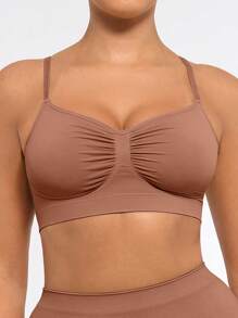 FeelinGirl Bralettes For Women With Support Comfortable Bras No Underwire Seamless Everyday Bras - 棕色 - 查看 2