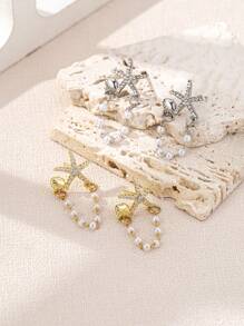 1 Pair Fashionable , Tassel, Shell & Faux Pearl Earrings, Suitable For Women For Party, Date, Daily Wear - Star - View 3