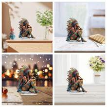 1 件波西米亚风格骑马家庭精灵亚克力装饰品，适合家庭、办公室和咖啡厅 - 独特的美国原住题礼物 - 彩色 - 查看 6