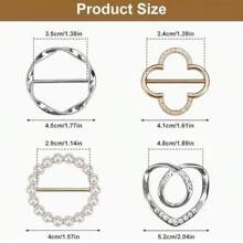 4 Pieces Elegant Scarf Ring Clip - Zinc Alloy Metal Round Shirt Clip For Ties, Dresses And Scarves, Women's Fashion Accessory, Featherless, With Care Instructions