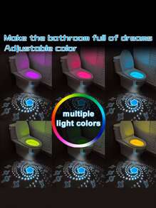 1/2pcs RGB Motion Sensor Toilet Light, LED Toilet Projector Light, USB Rechargeable Night Light, Color Changing Toilet Night Light - LED Bathroom Accessories For Home Bathroom Decoration