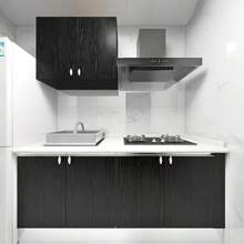 1 Roll 23.62*393.7 IN Black Wallpaper-Wood Peel And Stick-Black Wood Self-Adhesive & Removable For CountertopFurniture Kitchen Wall, Realistic Wood Sensation, Easy ToClean - Black - View 4