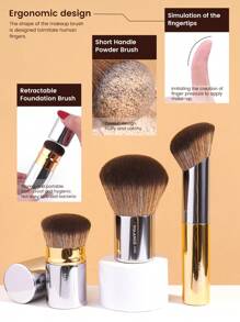 MAANGE 7-delige set make-upkwasten van volledig aluminium, blush, foundation, poeder, contouren, modelleren en highlighterkwasten, essentiële make-uptools met zacht haar en pluizig voor eenvoudig meenemen, kwast voor op reis, cadeau voor vrouwen en meisjes