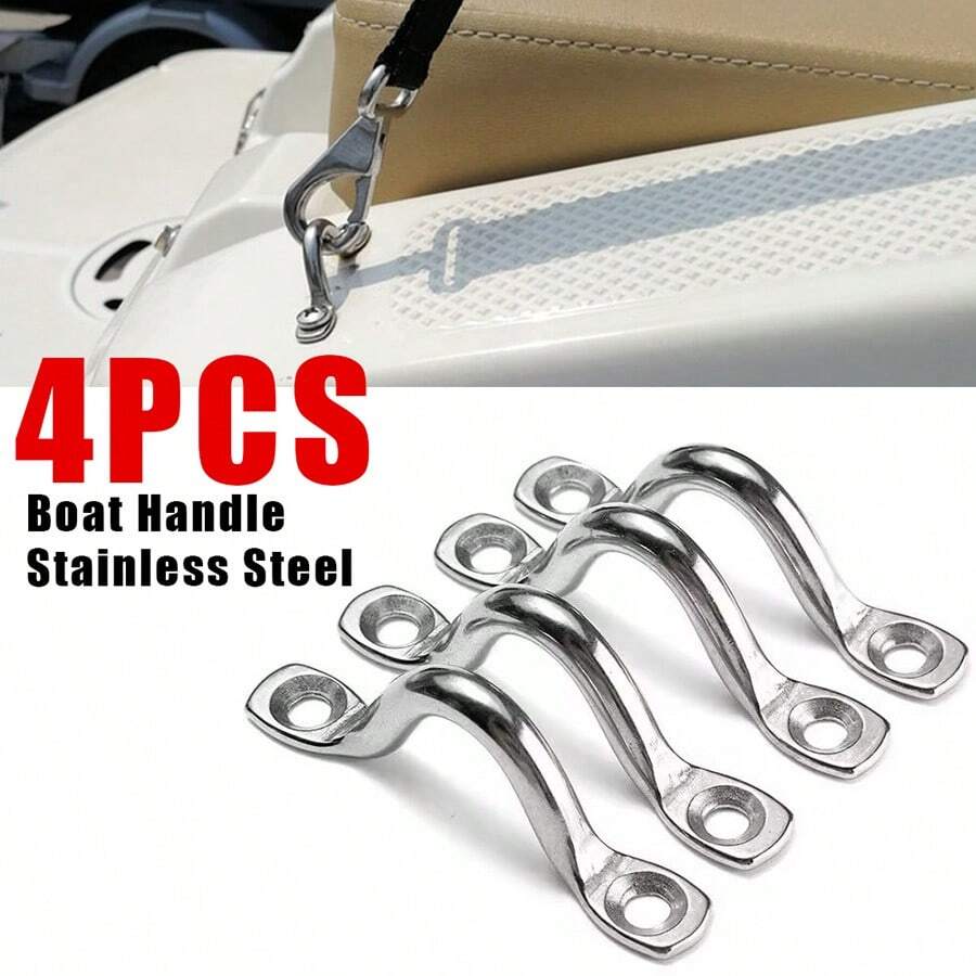 4pcs Handle 5mm Stainless Steel Wire Eye Strap Boat Marine Tie Down Hook Canopy Engines Accessories Stainless Steel