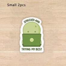 2张Smiski贴纸！“压力山大，努力做到最好”，适用于子弹日记本、计划本、笔记本电脑、水瓶、手机壳、装饰品 - 彩色 - 查看 6