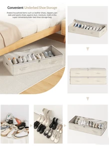 1个大容量床底鞋盒，也可作橱柜顶部收纳袋、衣柜收纳袋、节省空间鞋盒、可折叠收纳袋、衣橱收纳袋、玩具收纳袋 - 米色 - 查看 4