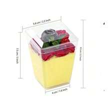 100 piezas de copas cuadradas para mouse con y sin tapas, tazas para postres, gelatinas, pasteles, para fiestas, bodas, al aire libre, yogurt, repostería, aperitivos, frutas y pudines