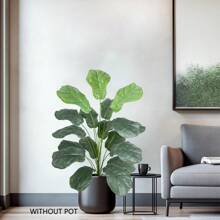 1pc 60-110cm New Artificial Fiddle Leaf Fig Ficus Tree Branch Green Plastic Leaves Modern Realistic Touch Fake Plant Indoor Outdoor Decor Faux Plant For Home Office Garden Room Decoration Gifts Birthday Graduation