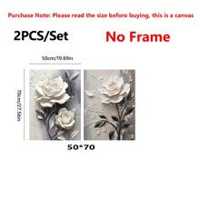 2 bức tranh in canvas, tranh sơn dầu hoa hồng, tranh nghệ thuật hoa thực vật, tranh tường canvas hoa trắng để trang trí tường nhà - Chất liệu canvas (Khung tùy chọn) - Nhiều màu - Xem 10