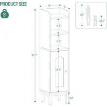 Bathroom Storage Cabinet, Small Corner Floor Cabinet With Door And Shelves, Narrow Toilet Paper Cabinet, Bathroom Organizer With Adjustable Shelf, For Small Spaces, White BC08203X - 質樸的灰褐色 - 查看 2