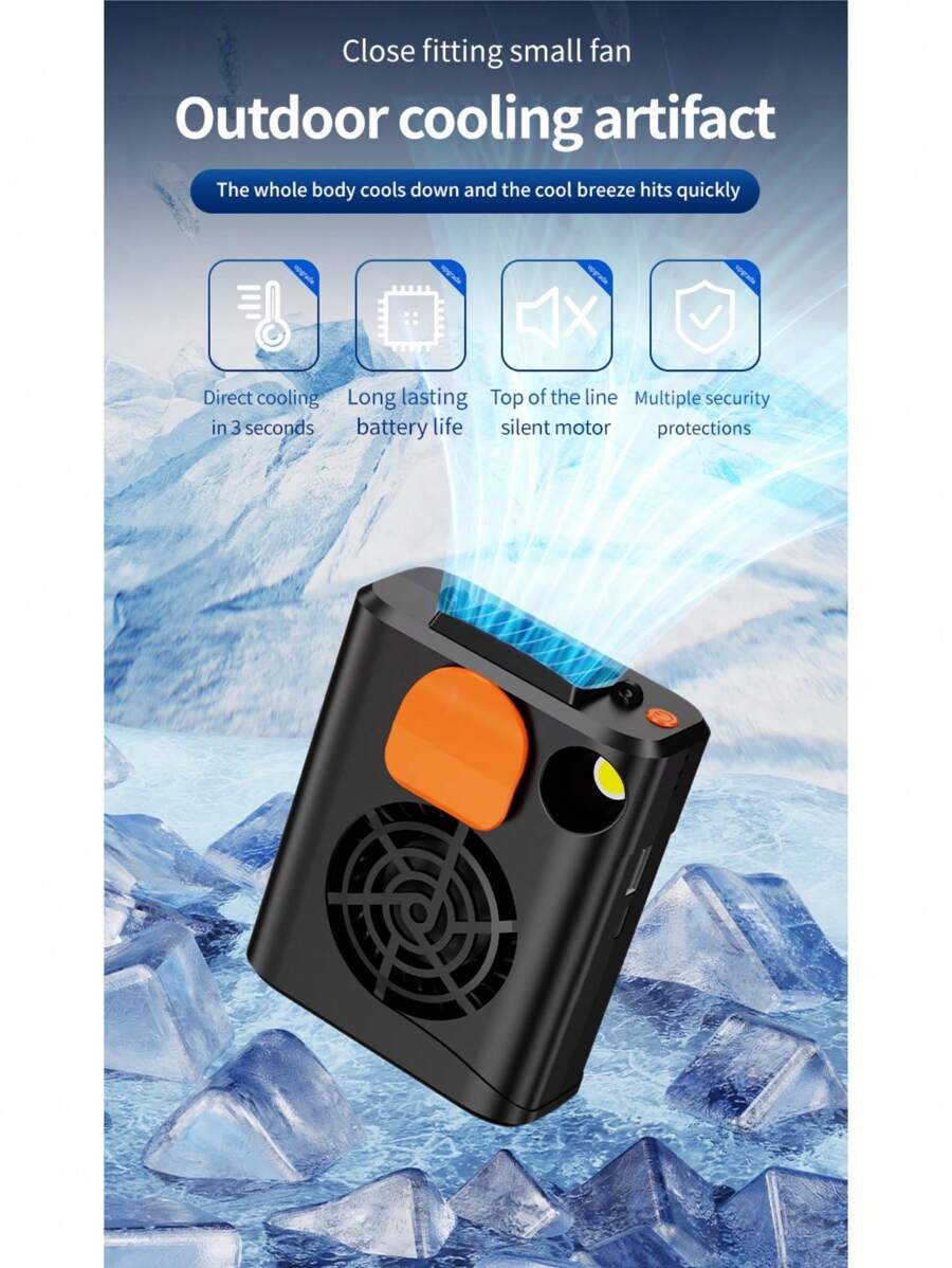 1pc Outdoor Hanging Rechargeable Fan, Long Battery Life, Powerful Cooling, Suitable For Outdoor Work, Travel, Portable