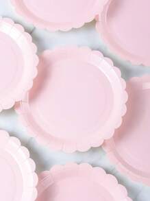7/9 Inch Light Pink Flower Petal Disposable Paper Plates, Party Supplies, Disposable Party Plates, Birthday Party Celebration, Gift Party Decoration
