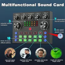 Easypie Selection V8S 音频 USB 外置声卡 现场音响调音台 个人娱乐 主播 直播 适用于 PC 手机 电脑 - 黑色 - 查看 3