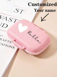 1pc Mini Portable Pill Organizer With Customizable Name, Large Capacity Medicine Box, Jewelry Storage Box, Split Packaging Pill Tablets Sealed Storage Pill Box Personalized Customization Pill Box Gift For Family/Friends Back To School Season