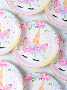 7/9 Inch Gold Rim Unicorn Disposable Paper Plates, Party Supplies, Party Decorations, Disposable Party, Birthday Party, Celebration Event Decor Gift