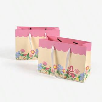 2pcs/10pcs Cute Colorful Floral Gift Bags, Fresh Minimalist Mother's Day Gift Bags, Festival Party Tote Bags