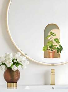 1-3 件 3D 盆栽植物墙贴，PVC 防水自粘贴纸，装饰艺术风格绿色植物自粘贴花，哑光塑料花卉壁画，带花卉主题，适用于家居装饰、办公室装饰、客厅装饰、卧室装饰、书房装饰、墙壁装饰贴花