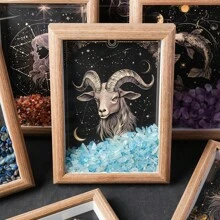 1颗天然能量宝石，十二星座七脉轮相框家居装饰桌面摆件礼品 - 十二星座碎石相框 - 查看 4