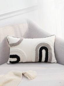1 件/2 件现代斯堪的纳维亚风格米色/白色和黑色/白色 U 型图案枕套，帆布和毛绒面料，带刺绣和卷边，适用于卧室、客厅、沙发、花园、所有季节，30 * 50 厘米，45 * 45 厘米（无填充物） - 黑色 - 查看 15