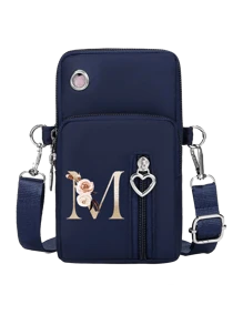 Túi đeo chéo mini màu xanh hải quân dành cho nữ, họa tiết hoa và chữ cái A-Y màu vàng, ví đựng tiền xu dọc dành cho nữ, túi đeo tay thể thao/túi đeo cổ tay khi chạy bộ, túi đựng điện thoại mini đeo chéo thời trang tối giản có lỗ cắm tai nghe, phù hợp cho sinh viên, công sở, kinh doanh, đi làm, văn phòng, kỷ niệm, Ngày Valentine, sinh nhật, Ngày của Mẹ, Ngày Nhà giáo, v.v. - Màu xanh lam - Xem 16