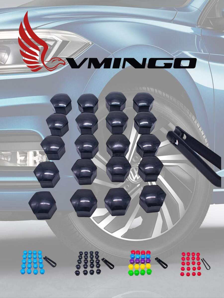 Hexagonal Plug Covers Stud 17mm Decorative Hook Protector. Vmingo - Black - View 1