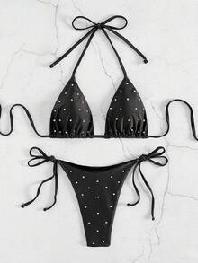Nouveau bikini de 2 pièces décoré de strass, style européen et américain pour femmes