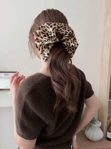 1pc Oversized Leopard Print Elegant & Versatile Hair Scrunchie