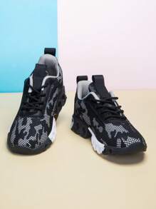 Summer Fashion Casual Comfortable Boys Outdoor Basketball Sports Shoes - Black - View 3