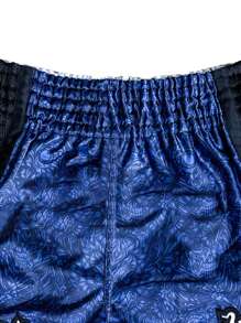 Pantalones cortos deportivos de secado rápido de color contrastante con cordón para hombres, pantalones cortos de gimnasio casuales impresos para boxeo y baloncesto - Azul - Ver 4