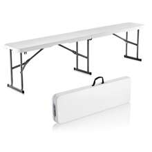 Plastic Folding Bench, 6 FT Portable Folding Bench, White (1 Pack),White (2 Pack), Black (1 Pack), Smooth HDPE Waterproof Outdoor, Back To School - 6 FT White (1 Pack) - View 8