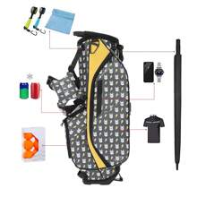 1 Piece Golf Stand Bag 5 Way Top Dividers Women's/Men's Golf Club Bag 5 Zippered Pockets,Adjustable Dual Straps Rain Cover Hood Golf Bag - Black and White - View 3