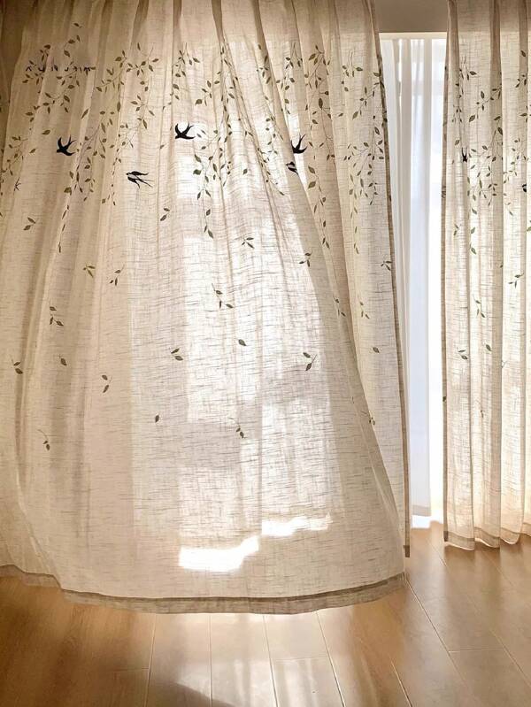 1 Pieza de Cortinas vaporosas de lino con estética de la Dinastía Song, nuevas cortinas con bordado de sauce y golondrina al estilo chino, tratamiento de ventana inspirado en el zen para el estudio y la sala de estar