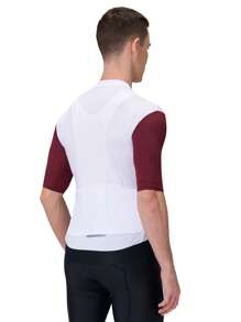 [HISERWA]2025 Summer Spring Men's BikeJersey Short Sleeve Color Block ,Seamless Construction & Anti-Slip Hem,3+1 Zipper Pockets,MTB/Road Cycling Top - Burgundy - View 6