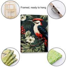 1 Piece Home Wall Decor Framed Canvas Woodpecker Pattern Canvas Wall Art Paintings For Living Room - Canvas Framed Print Wall Artworks Bedroom Decoration Office Wall Decor