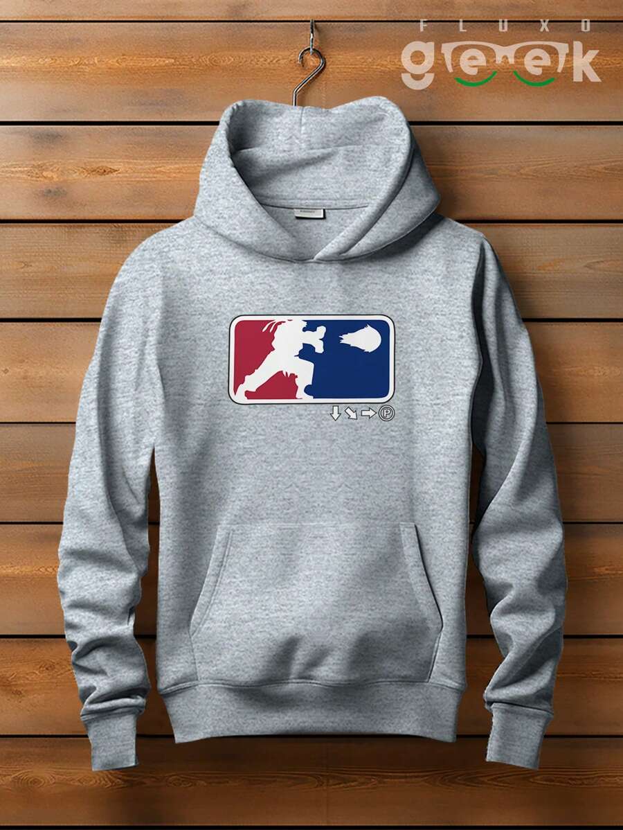 Blusa Moletom  Street Artes Marciais Fight Manipulação Energia Acrobacia Resistência Física Jogo Anime CANGURU 2645 FLUXO GEEK - Cinza - Visão 1