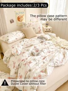 柔软超细纤维花卉图案被套套装 - 最佳两件/三件套被套/被芯套装 - 包括 1 个被套和 1/2 个枕套 - 价格实惠，品质优良，适用于单人床、双人床、加大双人床、标准双人床