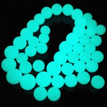 Loose Round Glow In The Dark Beads, Round Glass Beads, Luminous Solar Stones Beads, Round Glowing Beads With Hole For DIY Crafts Bracelets Jewelry Making Decoration - Blue Green - View 1