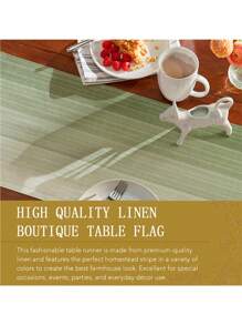 1pc Linen-Like Material Table Runner, Modern Living Room & Dining Table Mat, Washable, Suitable For Kitchen, Dining Table, Party, Wedding Decoration, Entryway, Family Gathering, Coffee Table, Living Room - Light Green - View 6