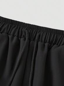 2pcs/Set Men's Black Dashiki Style Casual Shirt And Drawstring Pants Set, Long Sleeve Round Neck, Solid Color, New Design For Street Wear, Party, Date, Wedding, Cultural Events, Traditional Ceremonies - Black - View 8