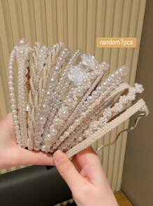 7pcs/Set Women's Elegant Faux Pearl Inlaid Hair Hoop, Multi-Style Combination For Daily Use And Gift,Hairband,Hair Hoop Headbands Hair Accessories Head Accessories - Multicolor - View 6