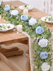 1/3 Piezas de enredaderas de rosas rosadas con una corona de rosas y hojas verdes. Estas flores artificiales son perfectas para decorar mesas de comedor y son adecuadas para bodas, fiestas, hoteles, restaurantes, graduaciones y decoración del hogar.