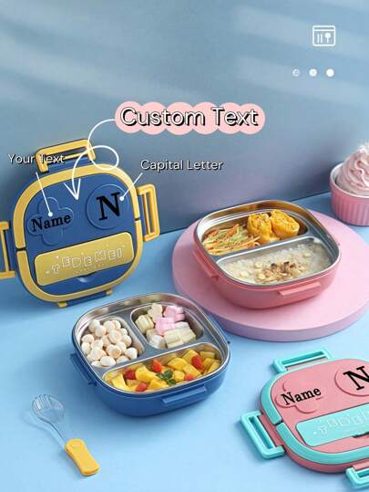 1 pieza Caja de bento con forma de consola de juegos personalizable con texto/logotipo impreso, a prueba de agua, portátil, para exteriores, viajes, estudiantes, trabajadores de oficina, caja de almuerzo de dibujos animados, material de acero inoxidable PP seguro, apta para microondas, caja de almuerzo personalizada